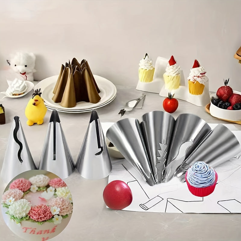7 piezas de cubiertos de acero inoxidable, patrones divertidos y lunares - Vajilla apta para alimentos - Ideal para hornear en casa, fiestas de cumpleaños, herramientas de decoración de pasteles y postres de bricolaje - Utensilios de cocina duraderos