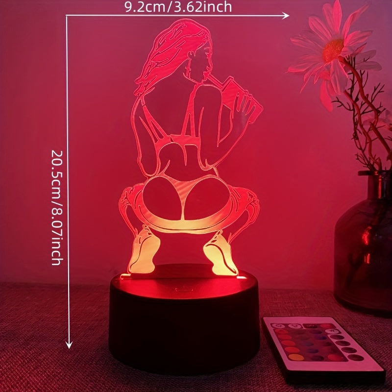Lámpara de escritorio artística 3D con control remoto: 16 opciones de color, alimentación USB y funcionalidad táctil con botón