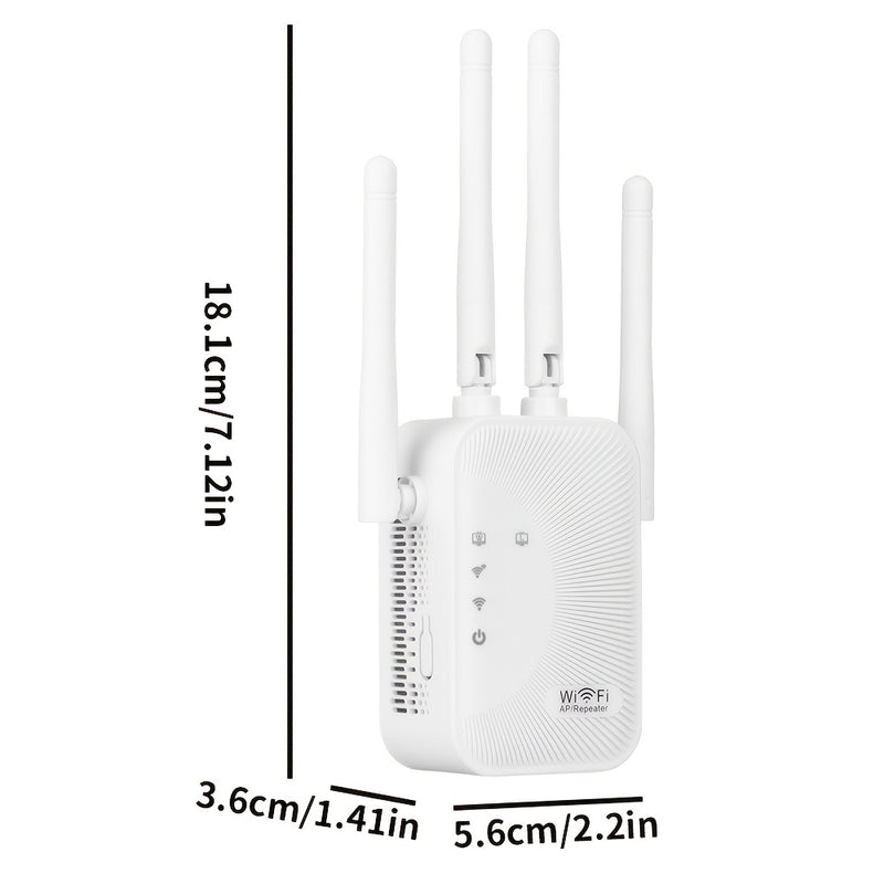 Momotor Extensor WIFI, Amplificador de Señal WIFI 2.4GHz Alta Velocidad sin varillas, Potente con 4 Antenas, Alta Penetración, Modo Seguro WPS, Ruta Extendida Dual - Ideal para Hogar, Cafeterías y Oficinas