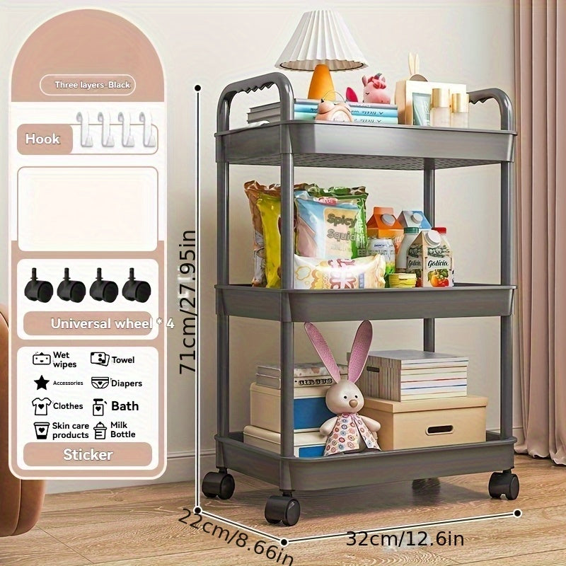 Carrito de almacenamiento rodante de 5 niveles - Gran capacidad, organizador multifuncional con ruedas para sala de estar, dormitorio, cocina, oficina - Plástico duradero, fácil montaje, esenciales para la organización del hogar, carrito de almacenamient