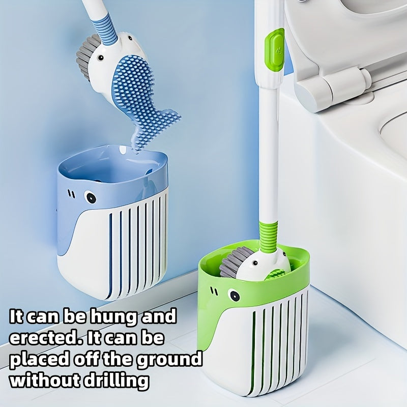 Escobilla de Inodoro con Forma de Ballena Caprichosa con Dispensador de Jabón - Montada en la Pared, Accesorio de Baño de Fácil Limpieza