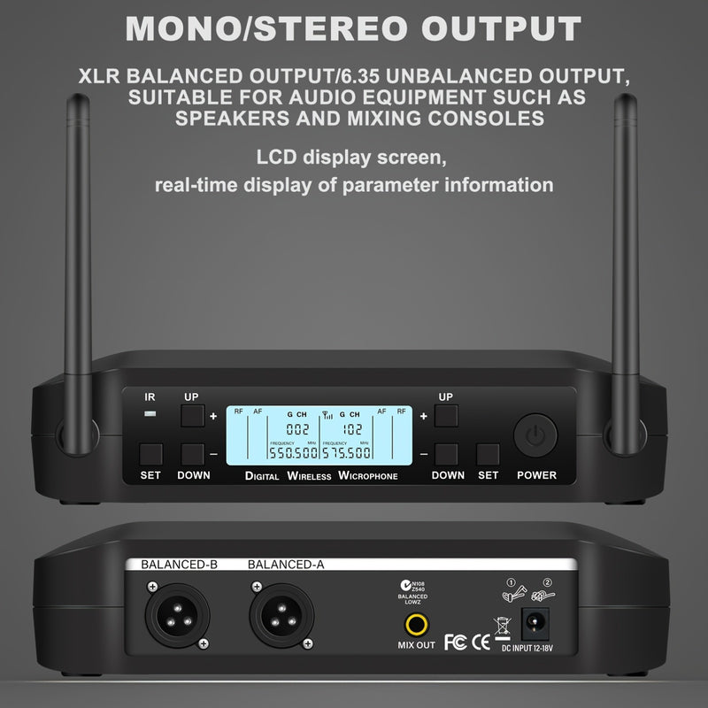 1pc XGeS GXD4 Sistema de micrófono inalámbrico portátil UHF, 200 canales, sonido claro, larga vida de batería, alimentación USB, control de volumen, conector XLR, para actuaciones en vivo, grabaciones de bandas, reuniones de estudio, karaoke, transmisión