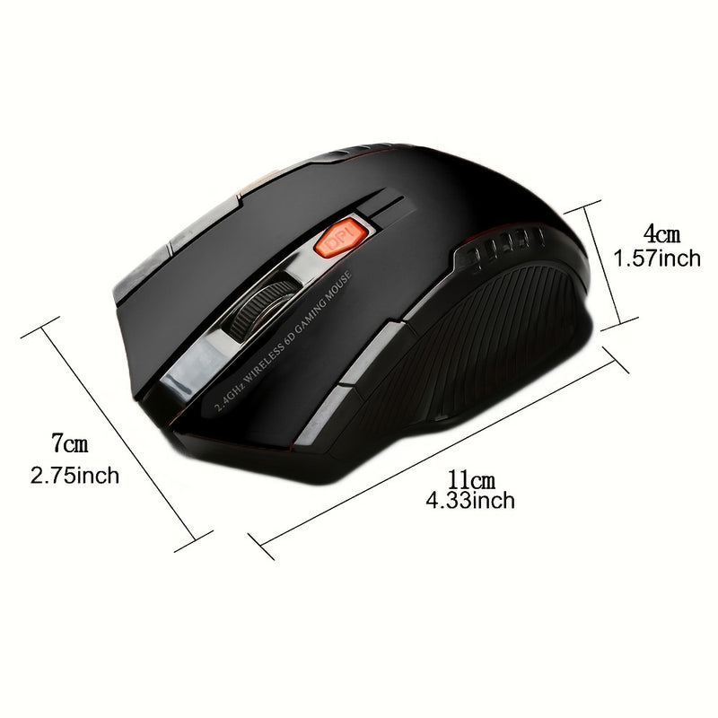 Ratón de Juego Inalámbrico BalanceFit 2.4G con Receptor USB, Diseño Ergonómico, 6 Botones, Baja Latencia, Rendimiento Suave y Estable para PC, Portátil, Oficina y Juegos - Rojo y Negro (Batería No Incluida), Ratón de Oficina | Diseño Elegante del Ratón |