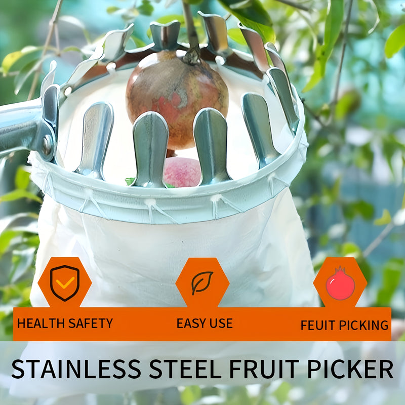 Juego de recolección de frutas de 3 piezas para cosechar manzanas, cítricos, peras, melos, herramientas agrícolas para jardinería de alta montaña, máquina portátil de recolección de frutas, cesta de cabeza, herramienta de recolección de frutas, bolsa por