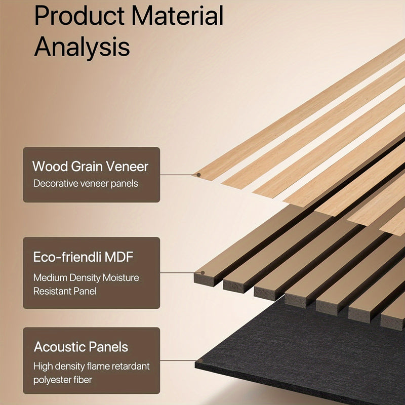 4pcs Paneles Absorbentes de Sonido de Tiras de Madera, Para Decoración de Moda y Reducción de Ruido, Paneles de Textura 3D para Techos y Paredes, Decoración Interior Moderna, Fondo de TV, Sala de Estar