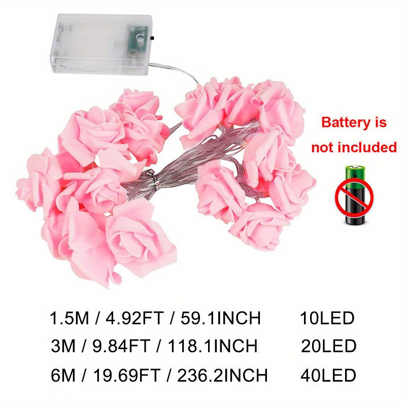 Luces LED de rosas, guirnalda de flores con luces para fiestas, jardín, Navidad y bodas