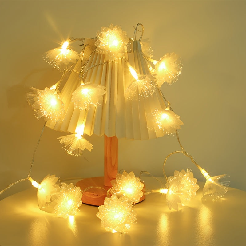 Luces de Flores con Fibra Óptica LED Parpadeantes para Boda y Navidad, Decoración Creativa Luminosa, Cuerdas Pequeñas Decorativas para Ambiente Festivo en Interiores