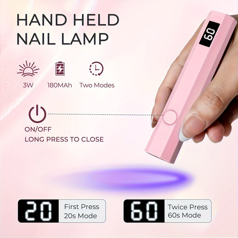 1pc Lámpara de Uñas Portátil con Pantalla LED - Secador de Uñas Recargable USB, Luz Relajante para Uñas y Pies, Diseño Duradero en Plástico, Sin Fragancia, Herramienta Ergonómica para Manicura en Casa, Batería Integrada, Compacto, Ideal para Profesionale
