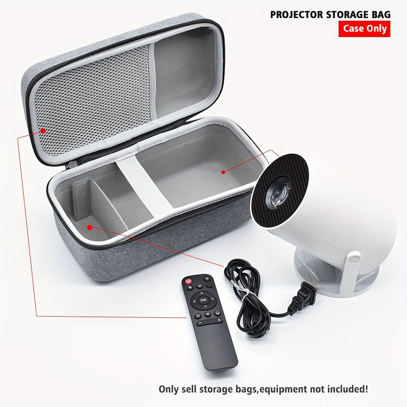 Estuche de almacenamiento de carcasa dura EVA para proyector HY300 Pro - Organizador de viaje duradero con cierre seguro, bolsillo de malla para accesorios, gris (solo estuche), estuche de almacenamiento para proyector | Estuche de almacenamiento compact