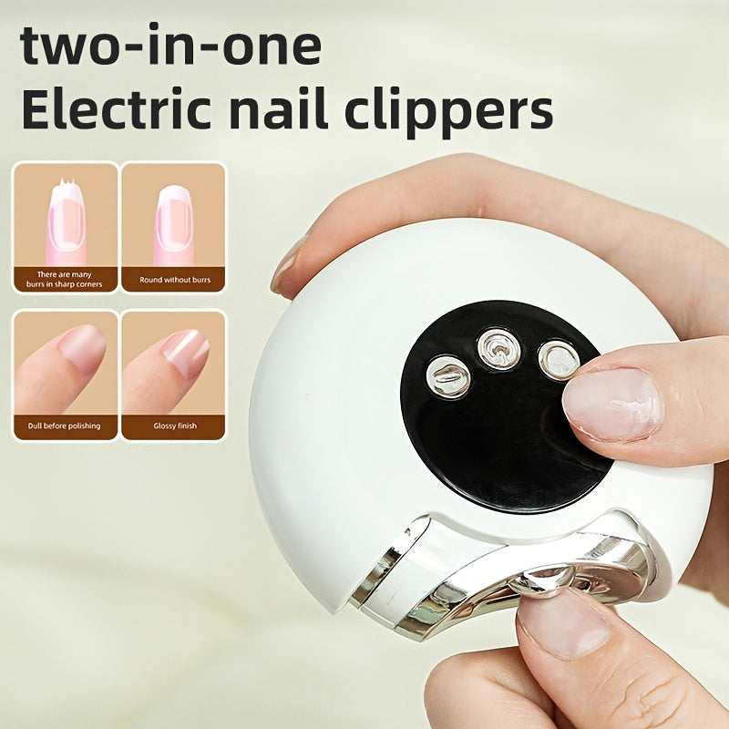 Dos en uno, cortaúñas eléctricas y lima, recargable por USB, ajustable a tres velocidades, con cabeza incorporada, regalo perfecto para uso doméstico, dispositivo de cuidado de uñas | lima de uñas ajustable a velocidad | herramienta de manicura recargabl
