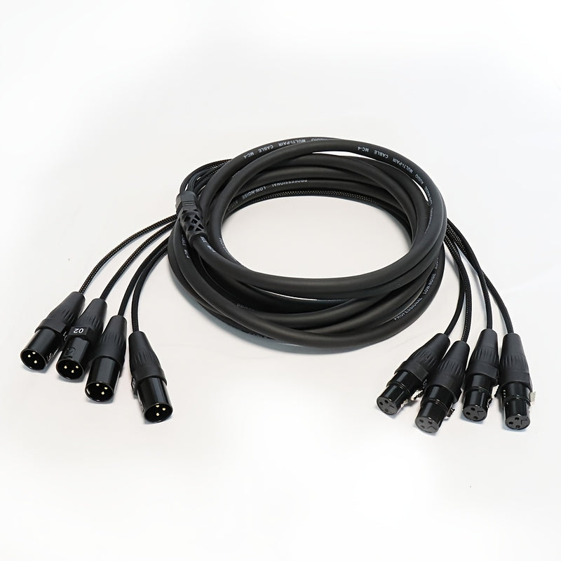 Cable Serpiente XLR de 4 Canales Premium - Patch de Micrófono Macho a Hembra para Uso En Vivo, Grabación y Estudio, Negro