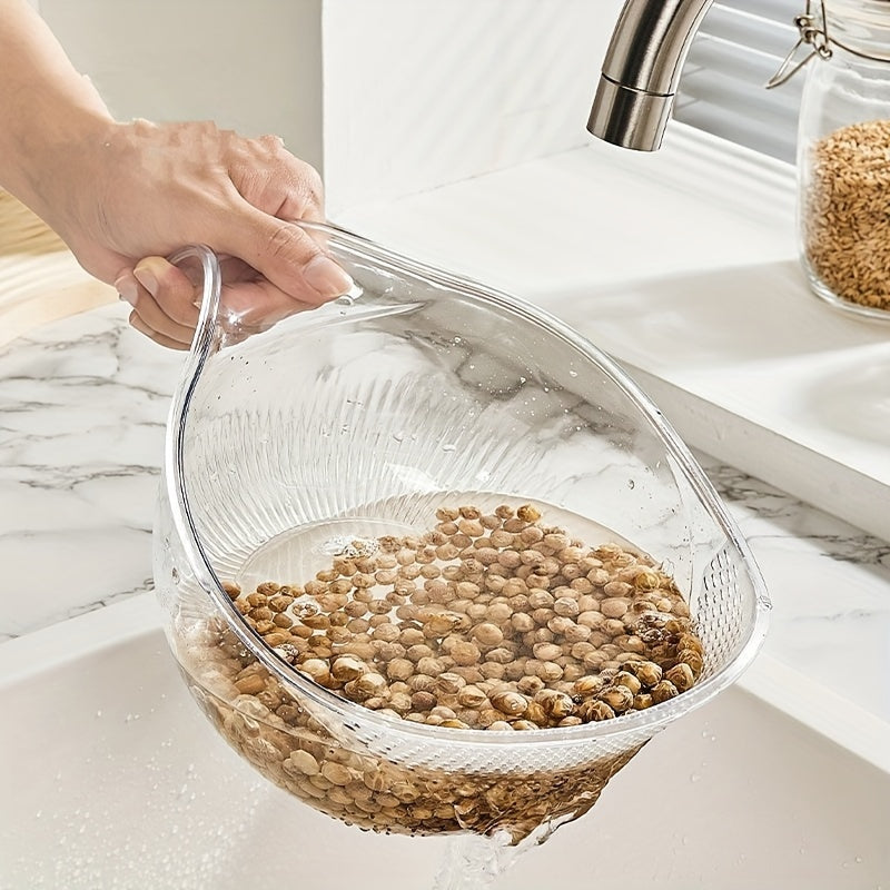 1pc Colador de Cocina PET Duradero con Asa - Ideal para Lavar Arroz, Frutas y Verduras | Cesta de Drenaje No Eléctrica y Segura para Alimentos para un Filtrado Eficiente del Agua