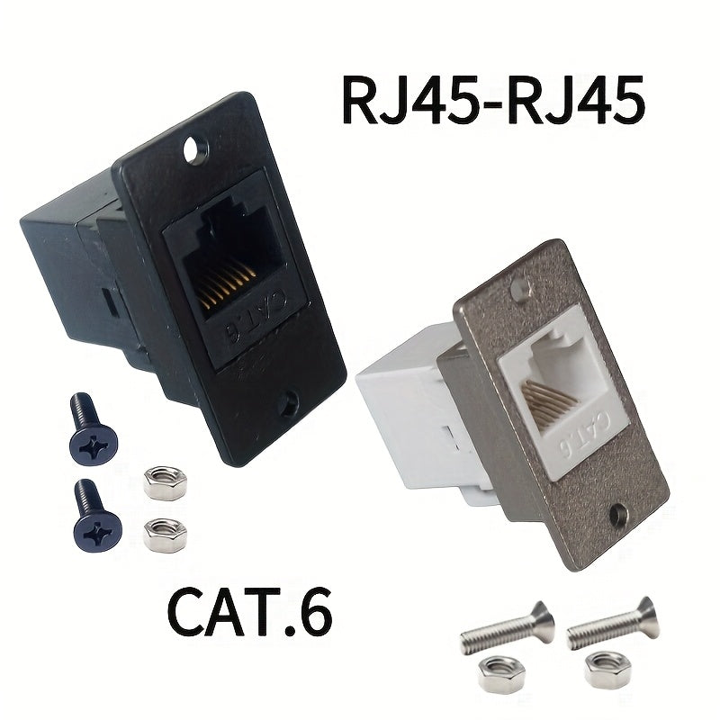 Adaptador de Línea Eléctrica 2 piezas - Plateado con Tornillo Fijo Hembra a Hembra RJ45 CAT.6