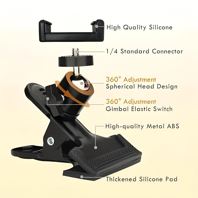 Soporte para guitarra y micrófono Vocaloid - Soporte giratorio ajustable para teléfono con agarre antideslizante, configuración de vlogging y selfies sin manos para instrumentos de mano derecha/izquierda, no requiere energía, accesorios para guitarra, ac