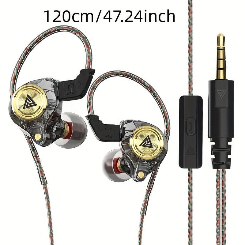 Auriculares internos QKZ AK3 FiLe de alta fidelidad, audífonos con cable y micrófono, cancelación de ruido con subwoofer, para gaming y música, plástico duradero, cable de 120 cm/47.24 pulgadas, diseño en colores vivos