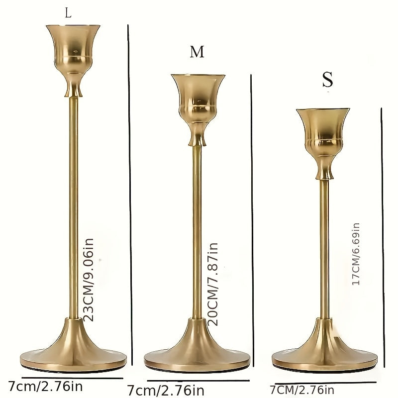 Conjunto de 3 Piezas de Candelabros Retro Europeos Clásicos Románticos para Bodas, Cumpleaños, Cenas a la Luz de las Velas y Decoración del Hogar Sin Cera