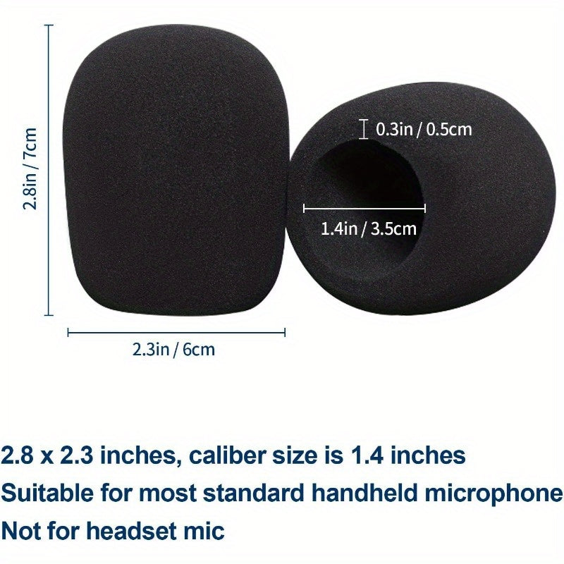 6 piezas de fundas de parabrisas de espuma negra para micrófonos - Duraderas, aislamiento acústico para uso portátil y de estudio, accesorios para micrófonos | Equipo profesional para micrófonos | Fundas de parabrisas de espuma