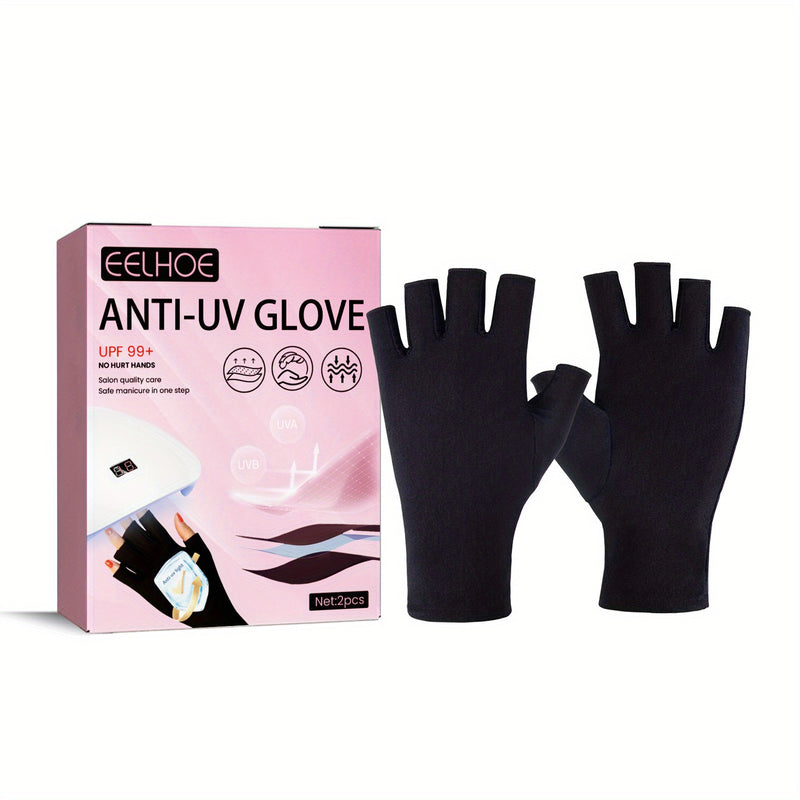 2 pares de guantes de protección para uñas - UPF 50+ Anti-Manos para manicuras de gel, oscurecimiento y estilismo, no tóxicos y sin alcohol, se ajustan a todos los tamaños de uñas, accesorio de arte de uñas