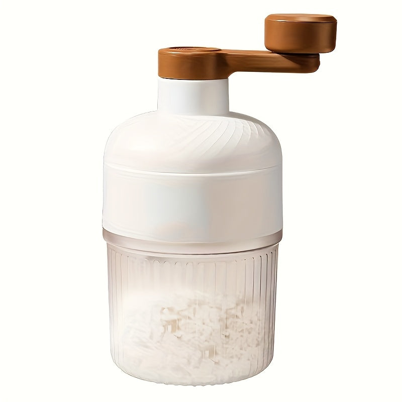 Trituradora y Afeitadora de Hielo Manual MOMMED - Fabricante de Hielo Manuales de Alta Resistencia para Hielo Pelado Esponjoso, Copos de Nieve y Hielo Triturado - Blanco con Mango Marrón, No Necesita Electricidad, Utensilio de Cocina | Diseño Elegante |