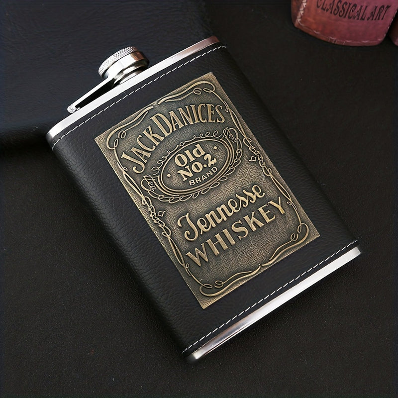 1 pieza de petaca cuadrada de 8 oz en cuero sintético - Petaca de acero inoxidable con grabado original de Tennessee, regalo novedoso perfecto para padrino de boda o familia, petaca portátil para licores