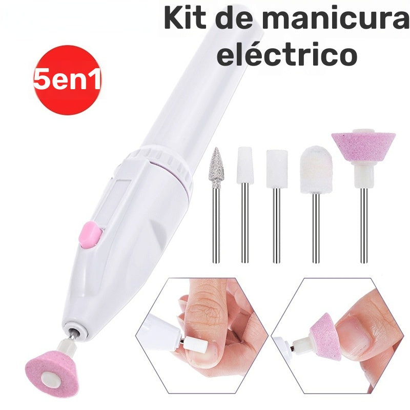 Lima eléctrica profesional, set de 5 en 1 para manicura y pedicura, pulidora y cortadora de uñas eléctrica