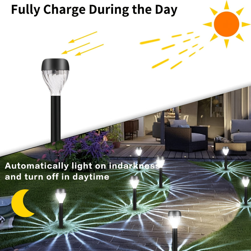 8 Luces Solares para Jardín - Luces LED de Sendero con Encendido/Apagado Automático, Iluminación Paisajística para Patio, Pasillo y Césped - Eficiencia Energética, Luz Solar para Exteriores