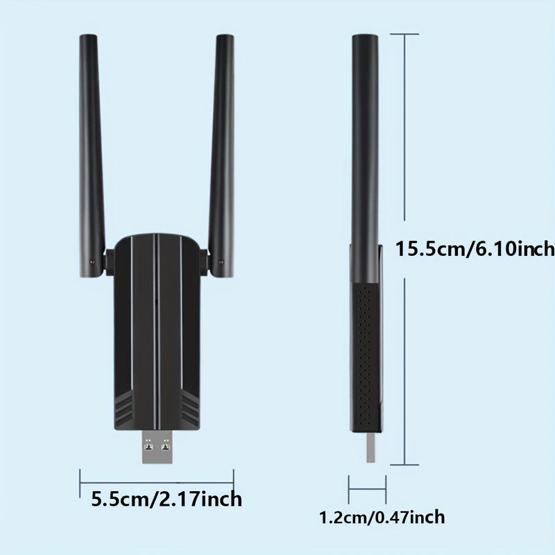Adaptador sin varillas de 1800Mbps, Adaptador USB WiFi 6 para PC - Adaptador USB WiFi 802.11ax, Adaptador WiFi Banda Doble AX1800 para Escritorio y Portátil, Dongle WiFi para Red Inalámbrica en Windows 7/10/11