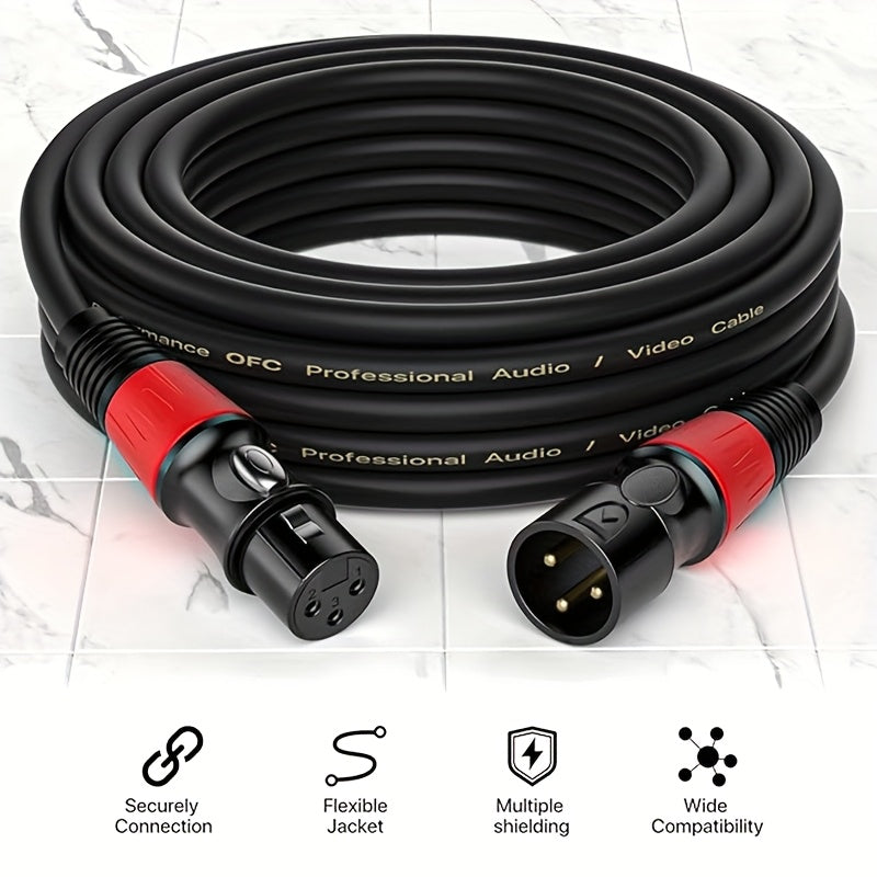 10 piezas, 65.99 cm / 200.0 cm, cables XLR de equilibrio - 3 agujas Adecuados para mezcladora de audio, sistema de altavoces, , compatibilidad general: el cable XLR de equilibrio se puede conectar con cualquier micrófono, mesa de mezclas, sistema de alta