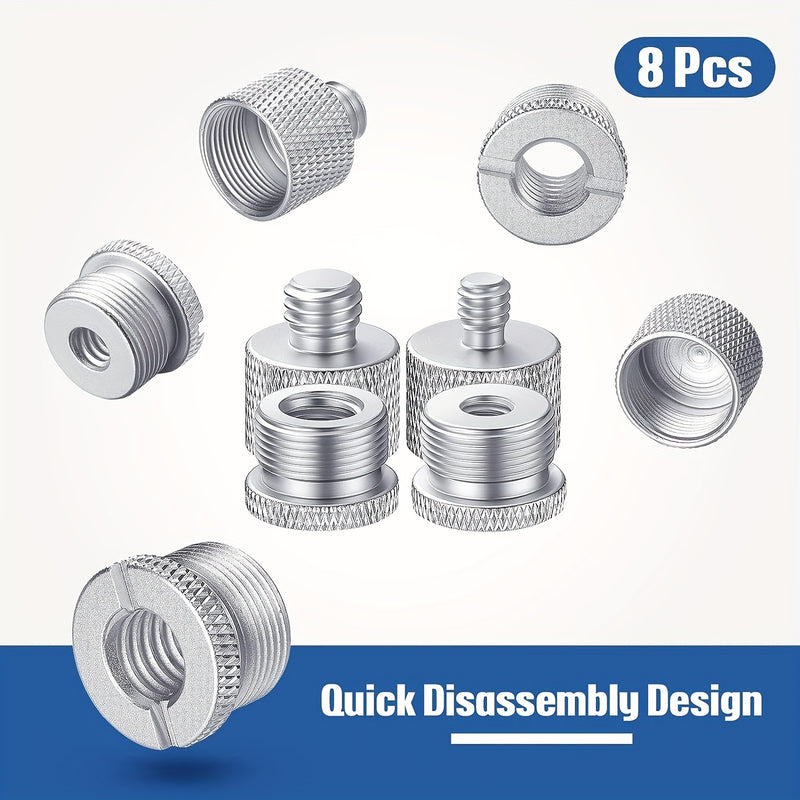 8 piezas de adaptadores de rosca para micrófono, juego de adaptadores de rosca para micrófono, 5/8 hembra a 3/8 macho y 3/8 hembra a 5/8 macho, 5/8 hembra a 1/4 macho y 1/4 hembra a 5/8 macho Adaptador de rosca de tornillo para micrófono Eid Al-Adha Muba