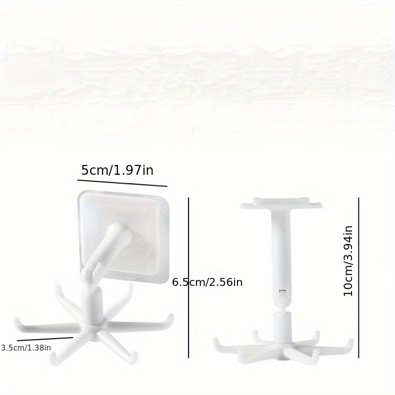 1, 2 o 4 ganchos giratorios 360° sin taladro, organizador multifuncional para colgar cucharas, cuchillos, tenedores, cepillos, espátulas, llaves, lentes, joyas, accesorios, sombreros y más, ideal para cocina o baño