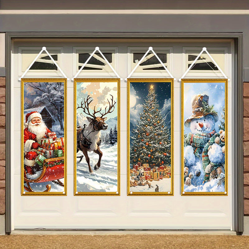 1 pieza, Banderín de Navidad, 40cm * 102cm/15.7in * 40.1in, material de poliéster, adecuado para decoración de fiestas navideñas y artículos para el hogar, adecuado para decoración de paredes interiores y exteriores