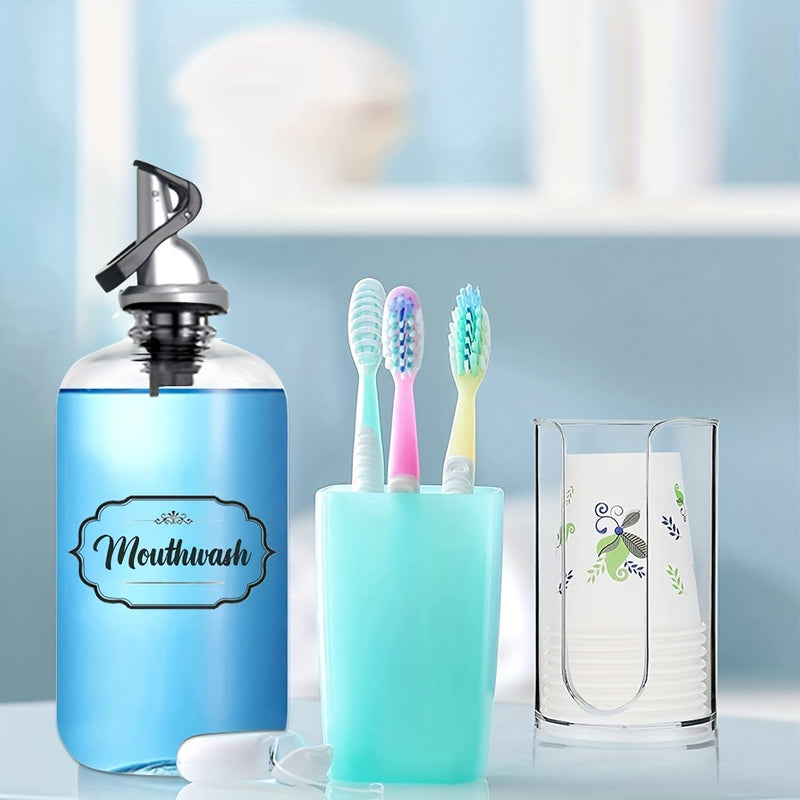 1 juego de Dispensador Automático para Enjuague Bucal, Botella Transparente con Vertedor para Pasta Dental y Ambientador de Aliento Recargable