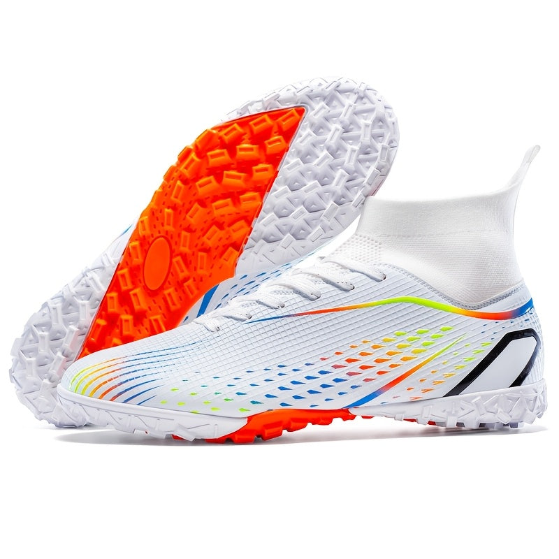 Tenis de fútbol de caña alta para hombres - Ligeros, antideslizantes, ideales para entrenamiento, diseño transpirable para verano, suela de goma y plantilla de tela, perfectos para partidos y uso al aire libre