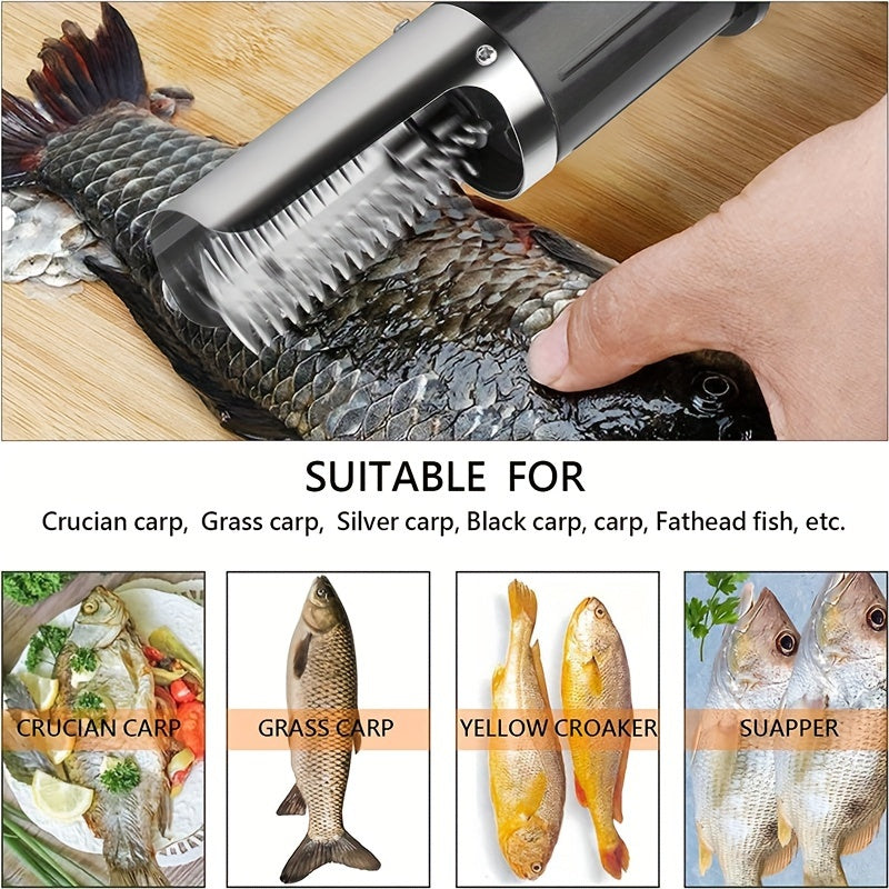 Nuevo cargador portátil para escalar pescado eléctrico, limpiador de escamas de pescado, limpiador de baterías, raspador de escamas de pescado, herramientas de cuchillo de mariscos, cocina
