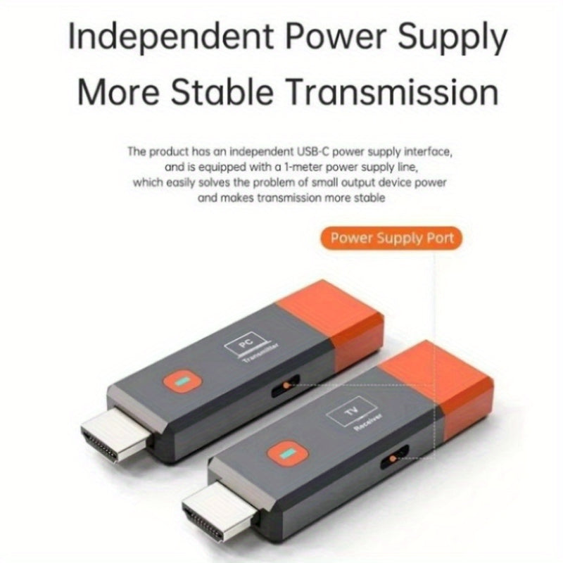 Combo de transmisor y receptor de video inalámbrico VIKEFON - 1080P HD, rango de 50 metros, kit de palo de TV portátil compatible con HDTV para PC, portátil, cámara a TV/proyector/monitor - Plug & Play, 2.4G/5.8G, baja latencia, 8TXs a 1RX, esenciales pa