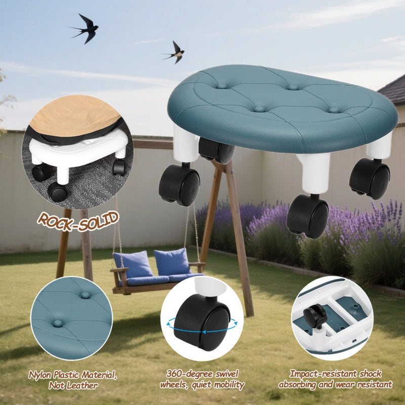 Taburete de cuatro ruedas (A) con función de arrodillarse y sentar, silla de equilibrio universal para todas las estaciones, taburete rodante bajo con ruedas, ideal para hogar, oficina, garaje o limpieza del piso