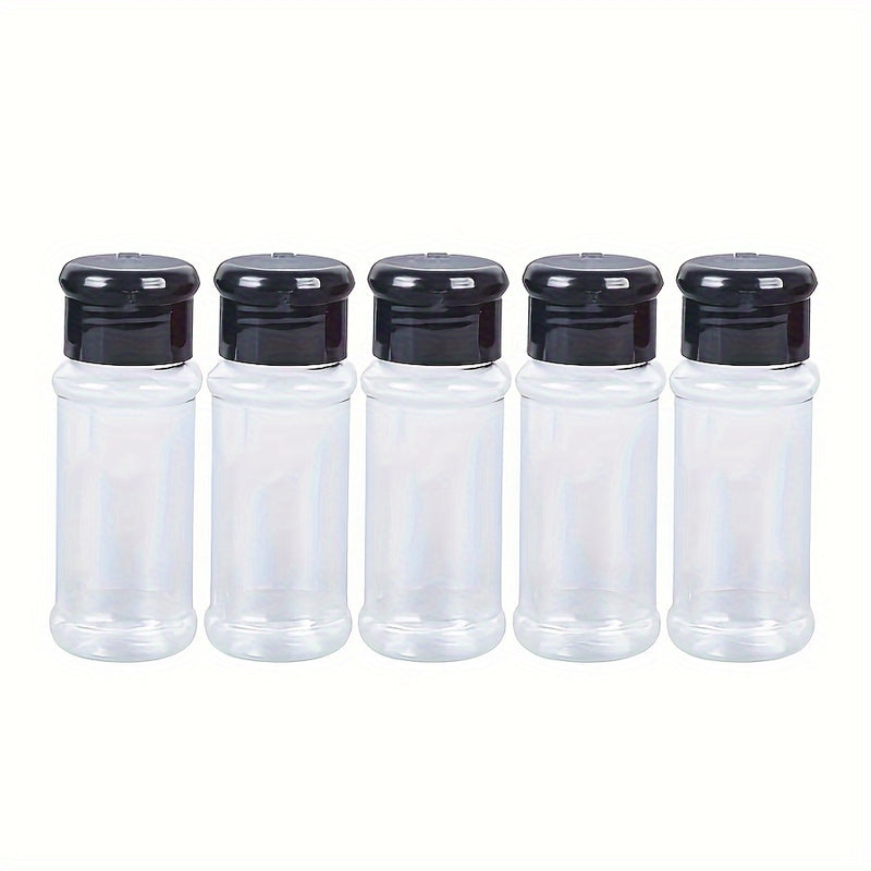 5 Piezas, Frascos De Especias De Plástico Con Tapas, Ideal Para Almacenar Hierbas, Especias Y Condimentos, Hechos De PET Para Seguridad En Exteriores