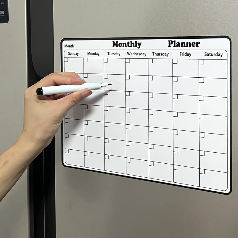 1pieza Imán de refrigerador Pizarra de notas adhesivas, borrable, suave, rectangular, de caucho, con calendario semanal Recordatorio para refrigerador