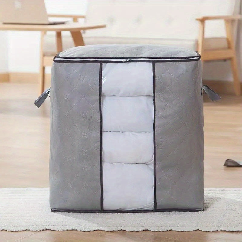 1 Bolsa De Edredón Con Cremallera Bolsa De Almacenamiento De Ropa Grande, Bolsa Organizadora De Ropa Con Asa Ventana Transparente, Contenedor De Almacenamiento Para Manta De Edredón