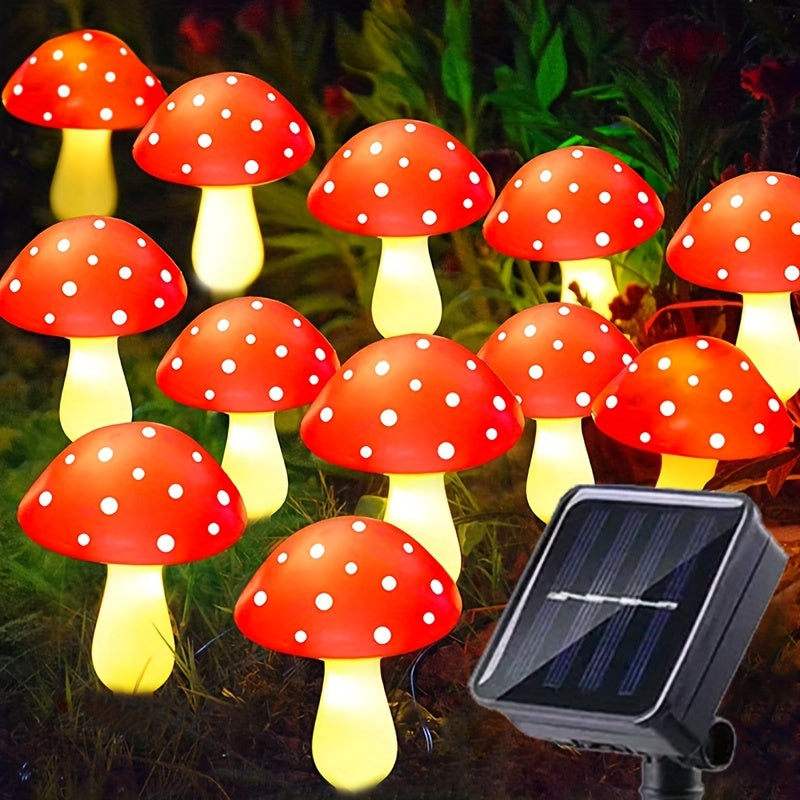 Luces solares de hongos para exteriores, 8 modos de iluminación decorativa para jardín, diseño de lunares rojos y blancos, luces LED para patio, pasillos, decoración de bodas, fiestas y días festivos, luces para jardín