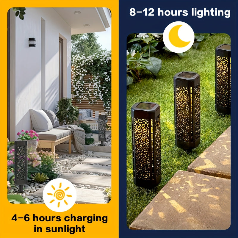 8/4pcs Luces Solares de Jardín para Halloween | Luces LED Huecas en ABS, Decoración Espeluznante para Exteriores, Iluminación Solar Eficiente para Patio, Césped y Calle (Desmontables y Fácil Instalación)