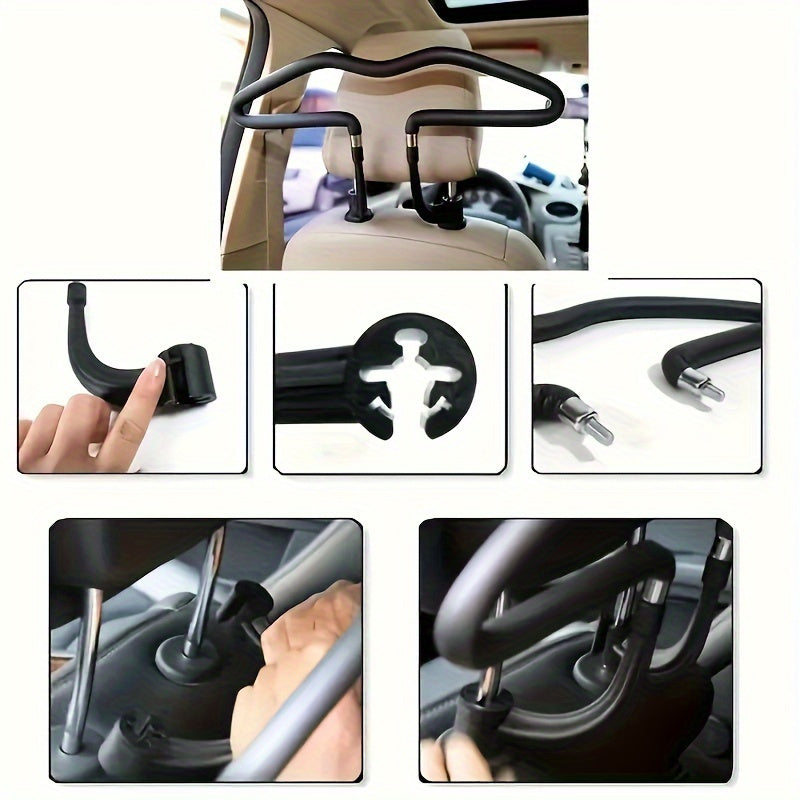 Nueva y mejorada gancho de asiento de coche multifuncional de acero inoxidable - Plegable, adecuado para abrigos y bolsas de embalaje de trajes, bolsas de snacks, compatible con la mayoría de sedanes y SUVs.