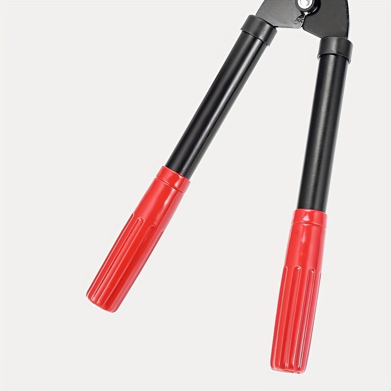 1 pza. Tijeras de poda para jardín con mangos ergonómicos rojos y cuchillas metálicas negras - Acero al carbono de alta resistencia, mecanismo de tornillo ajustable para cortes precisos, no necesita electricidad, herramientas para jardín, diseño de herra