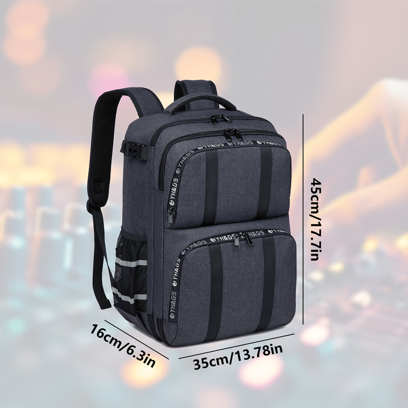 Moqueta Profesional para Mezclador de Audio - Bolsa Resistente con Compartimento para Portátil, Múltiples Cremalleras y Bolsillos - Mochila DJ de Gran Capacidad para Podcasting, Estudio y Shows en Vivo - Construcción Gruesa, Diseño Organizado, Bolsillos