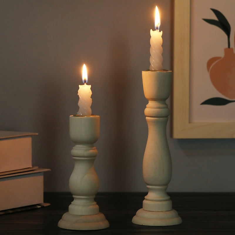 Conjunto de 2 Piezas de Candelabros de Madera Retro, Decoración Romántica de Escritorio, Adecuado para Fotografía, Aniversario, Cumpleaños, Cena de Citas, Decoración del Hogar en la Sala de Estar, Perfecto para San Valentín, Año Nuevo, Navidad