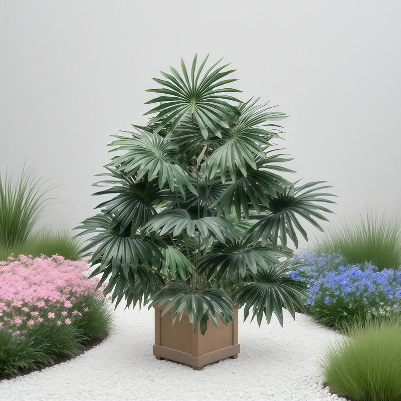 1 pieza - Árbol de palma artificial con cola suelta grande para exteriores con 18 hojas grandes - Árbol de arce artificial de selva tropical, decoración moderna para jardín de bodas, sin mantenimiento - Árbol perenne para todas las estaciones, adecuado p