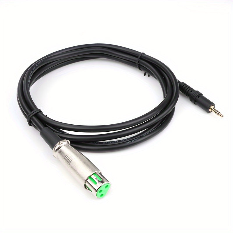 Cable de audio 3.5mm macho a XLR, cable de audio XLR con núcleo de goma verde, cable de audio, cable de micrófono 3.5mm a XLR hembra con conector de aleación de zinc y aluminio, enchufe de 3.5mm chapado en oro de cobre puro. Cable de audio para conectar