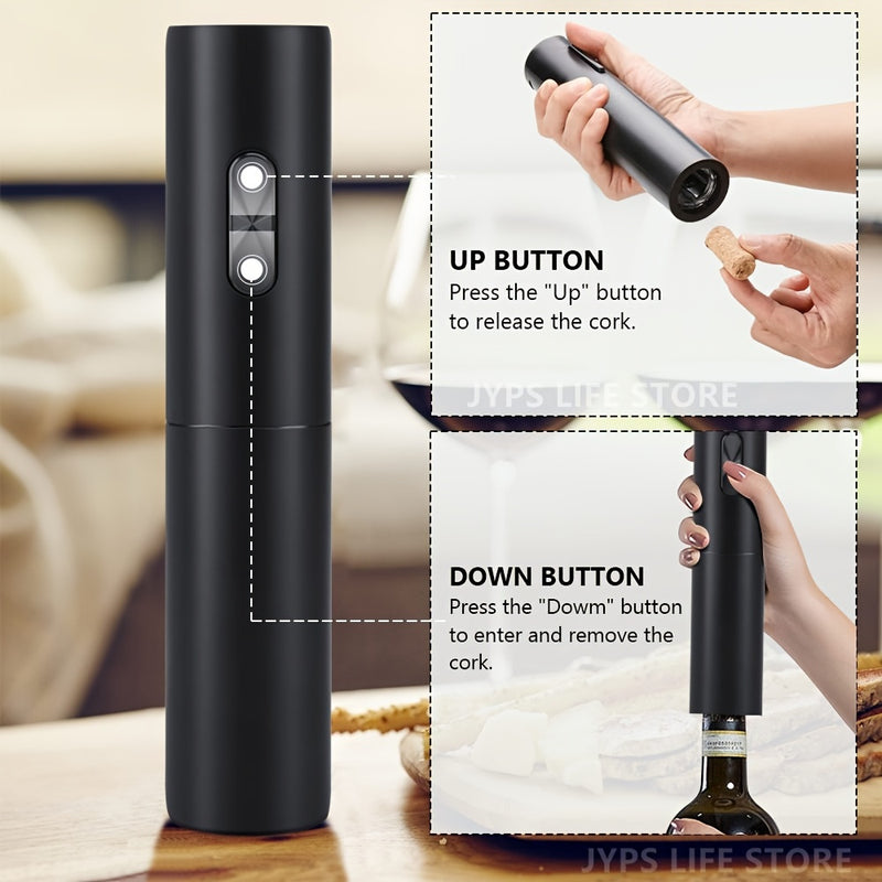 Juego de Abrebotellas Eléctrico Black Swan 5 en 1, Caja de Regalo para Accesorios de Vino, Juego Automático de Abrebotellas para el Hogar con Espiral y Vertedor al Vacío para Frescura