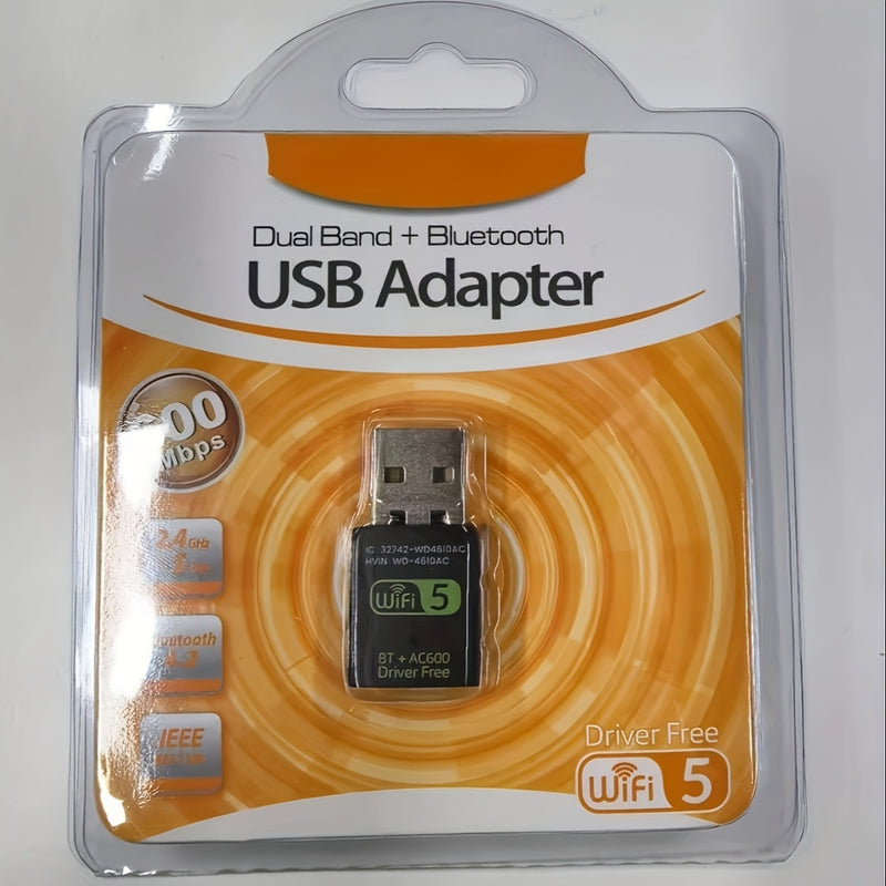 Adaptador inalámbrico USB WiFi, receptor externo de red inalámbrica de 600 Mbps con banda dual 2.4/5GHz, mini receptor WiFi para PC/laptop/escritorio, control por aplicación, modo de alimentación USB, voltaje de operación ≤36V