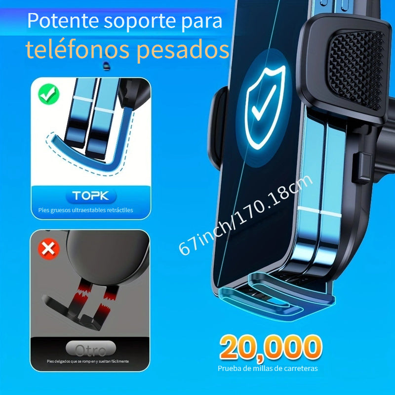Soporte de teléfono para coche D38-C de TOPK, ajustable y mejorado para el salpicadero del coche, compatible con todos los teléfonos en posiciones horizontales y verticales.